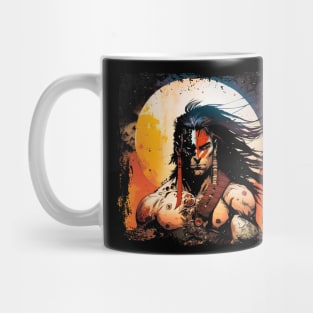 Proud Indian Warrior in Combat in Comic Style Mug